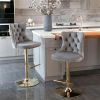 Furniture,Golden Swivel Velvet Barstools Adjusatble Seat Height from 25-33 Inch