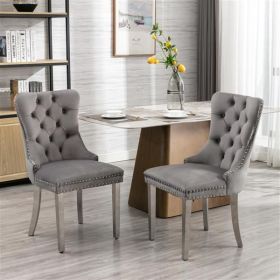 Furniture, Collection Modern, High-end Tufted Solid Wood Contemporary Velvet Upholstered Dining Chair with Chrome Stainless Steel Plating Legs