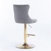 Furniture,Golden Swivel Velvet Barstools Adjusatble Seat Height from 25-33 Inch