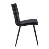 Faux Leather Dining Chairs set of 2, Carbon Seel Metal Frame Leg, Black