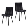 Faux Leather Dining Chairs set of 2, Carbon Seel Metal Frame Leg, Black