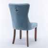 Collection Modern, High-end Tufted Solid Wood Contemporary Velvet Upholstered Dining Chair with Wood Legs Nailhead Trim 2-Pcs Set,Light Blue, SW2001LB