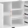 Kitchen cart with Rubber wood desktop rolling mobile kitchen island with storage and 5 draws 53 Inch length(White)