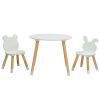 Kids Wood Table and Chairs Set, Toddler Play Table with 2 Chairs