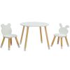 Kids Wood Table and Chairs Set, Toddler Play Table with 2 Chairs