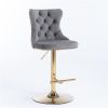 Furniture,Golden Swivel Velvet Barstools Adjusatble Seat Height from 25-33 Inch