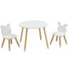 Kids Wood Table and Chairs Set, Toddler Play Table with 2 Chairs