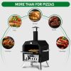 Outdoor Pizza Oven Wood Fired 2-Layer Pizza Ovens Outside Pizza Maker with Stone, Removable Cooking Rack for Camping Backyard BBQ