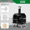 Outdoor Pizza Oven Wood Fired 2-Layer Pizza Ovens Outside Pizza Maker with Stone, Removable Cooking Rack for Camping Backyard BBQ