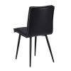 Faux Leather Dining Chairs set of 2, Carbon Seel Metal Frame Leg, Black