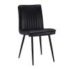 Faux Leather Dining Chairs set of 2, Carbon Seel Metal Frame Leg, Black