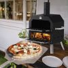 Outdoor Pizza Oven Wood Fired 2-Layer Pizza Ovens Outside Pizza Maker with Stone, Removable Cooking Rack for Camping Backyard BBQ