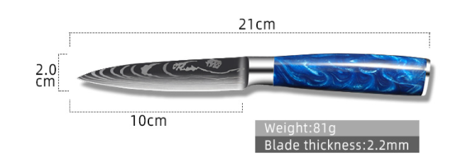 8-inch Chef Knife with Blue Resin Handle (Option: 3.5inch peel knife)