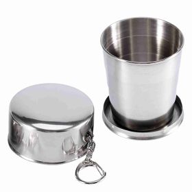 S Stainless Steel Travel Folding Cup Camp Keychain Retractable Telescopic Foldable (Option: L)