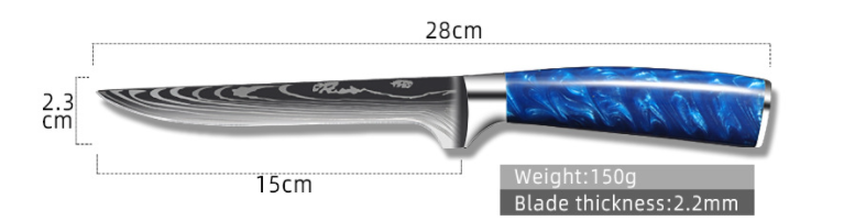 8-inch Chef Knife with Blue Resin Handle (Option: 6inch boning knife)