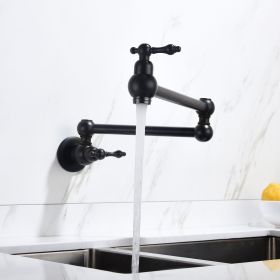 Folding faucet Pot Filler Faucet Wall Mount RT (Color: Black)