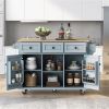 Kitchen Cart with Rubber wood Drop-Leaf Countertop ,Cabinet door internal storage racks