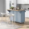 Kitchen Cart with Rubber wood Drop-Leaf Countertop ,Cabinet door internal storage racks